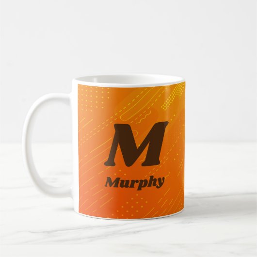 イニシャルを変更して名前を追加 オレンジ イエロー L M N O P コーヒーマグカップ (左)