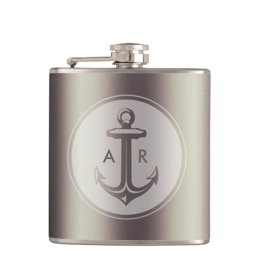 イニシャルを持つエレガントないかり フラスク (正面)