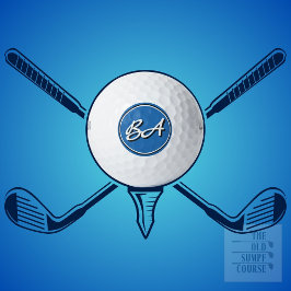 イニシャルを白に、黒を青に ゴルフボール