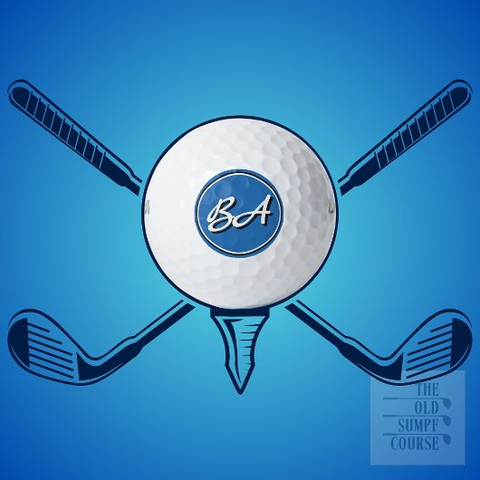 イニシャルを白に、黒を青に ゴルフボール