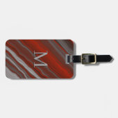 イニシャルを追加する、赤い灰色の大理石 ラゲッジタグ (正面横)