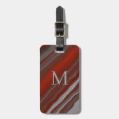 イニシャルを追加する、赤い灰色の大理石 ラゲッジタグ (正面縦)