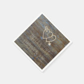 イニシャルウッド素朴ハート結婚付き スタンダードカクテルナプキン (角)
