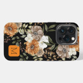 イニシャルエレガントカラーの黒と茶色の一致 iPhoneケース (裏面横)