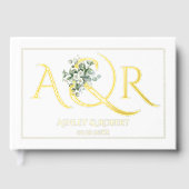 イニシャルエレガント及びユーカリ結婚の箔 ゲストブック (正面)