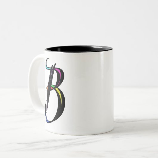 イニシャルエレガントBパーフェクトギフトパーソナライズされたー ツートーンマグカップ (正面左)