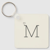 イニシャルカスタムシックベージュ色モダンホワイトニュートラル キーホルダー (正面)