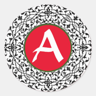 イニシャルカスタムシールのクリスマス封筒用シール ラウンドシール