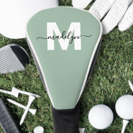 イニシャルカスタムセージグリーン名モノグラム ゴルフヘッドカバー