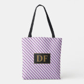 イニシャルカスタムパープル/ホワイトストライプトートバッグ トートバッグ (裏面)