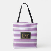 イニシャルカスタムパープル/ホワイトストライプトートバッグ トートバッグ (裏面)