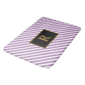 イニシャルカスタムパープル/ホワイトストライプバスマット バスマット (アングル)