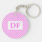 イニシャルカスタムピンク/ホワイトのキーチストライプェイン キーホルダー (裏面)