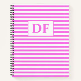 イニシャルカスタムピンク/ホワイトノートブストライプック ノートブック