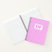 イニシャルカスタムピンク/ホワイトノートブストライプック ノートブック (内部)