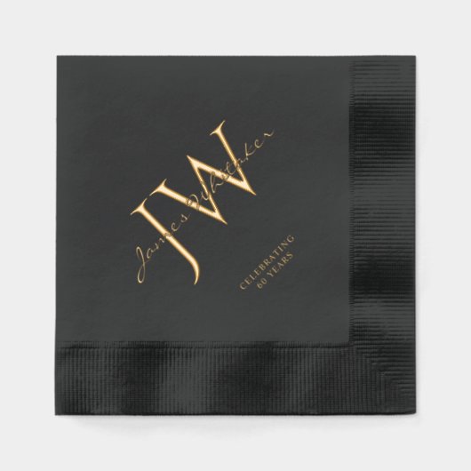 イニシャルカスタムフォイル誕生日用ナプキン 箔ナプキン (正面)