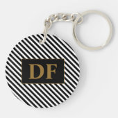 イニシャルカスタムブラック/ホワイトのキーチストライプェイン キーホルダー (裏面)
