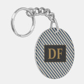 イニシャルカスタムブルー/バニラキーチストライプェーン キーホルダー (正面左)