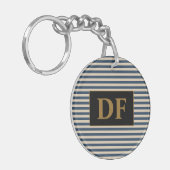 イニシャルカスタムブルー/バニラキーチストライプェーン キーホルダー (正面左)