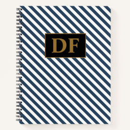 イニシャルカスタムブルー/ホワイトノートブストライプック ノートブック
