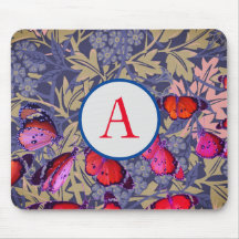 イニシャルカスタムマウスパッドMORRIS及び蝶