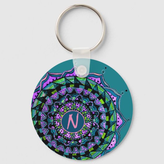 イニシャルカスタムマンダラデザイン キーホルダー (正面)