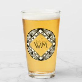 イニシャルカスタムマンリエレガントシックブラックアールデコ タンブラーグラス