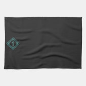 イニシャルカスタムマンリエレガントブラックシックアールデコ キッチンタオル (横)