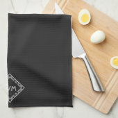 イニシャルカスタムマンリエレガントブラックシックアールデコ キッチンタオル (四つ折り)