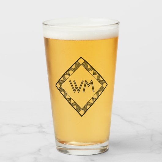 イニシャルカスタムマンリエレガントブラックシックアールデコ タンブラーグラス (ドリンク正面)