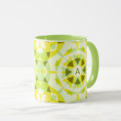 イニシャルカスタムモノグラムイエローグリーンスターティー マグカップ (正面右)