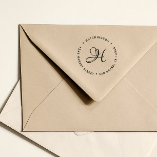 イニシャルカスタムモノグラムスクリプト差出人住所 ラバースタンプ