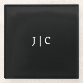 イニシャルカスタムモノグラムミニマルモダンリスト ガラスコースター