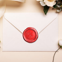 イニシャルカスタムレッドレトロワックススタンプ結婚式の引き出物 ラウンドシール