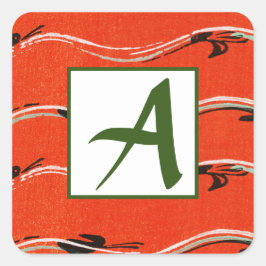 イニシャルカスタムレッド封筒用シール スクエアシール