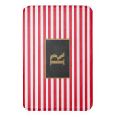 イニシャルカスタムレッド/ホワイトストライプバスマット バスマット (正面縦)