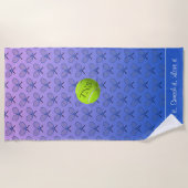 イニシャルカスタム文字ブパターン(の模様が)あるルーピンク ビーチタオル (正面)