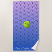 イニシャルカスタム文字ブパターン(の模様が)あるルーピンク ビーチタオル (正面)