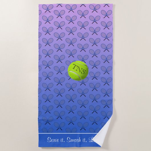 イニシャルカスタム文字ブパターン（の模様が）あるルーピンク ビーチタオル (正面)