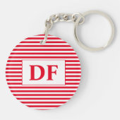 イニシャルカスタム赤/白のキーチストライプェイン キーホルダー (裏面)