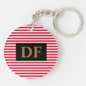 イニシャルカスタム赤/白のキーチストライプェイン キーホルダー (裏面)