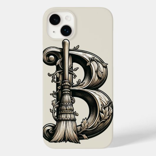 イニシャルカスタムB便の魔女のほうきのB Case-Mate iPhoneケース (裏面)