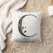 イニシャルカスタムC白黒野花 クッション (ブランケット)