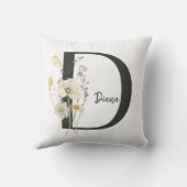 イニシャルカスタムD白黒ワイルドフラワークッション クッション (裏面)