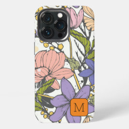 イニシャルガーリーカラフルインクアートかわいらし植物学 iPhone 13 PROケース