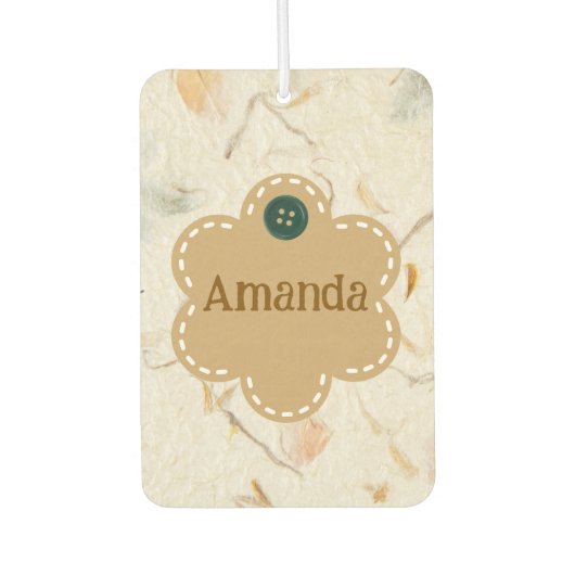 イニシャルガーリー手作り背景の押しフローラ カーエアーフレッシュナー (正面)