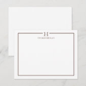 イニシャルギフト メンズ オフィス ステーショナリー ダークブラウン ノートカード (正面/裏面)