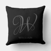 イニシャルクパーソナライズされたロエレガントググレーモノグラム クッション (裏面)