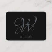 イニシャルクパーソナライズされたロエレガントググレーモノグラム 名刺 (正面)