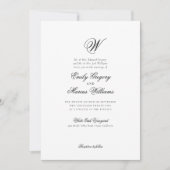 イニシャルクラシックエレガント名文字結婚の 招待状 (正面)
